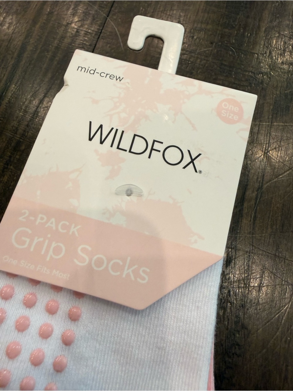 Wildfox White Crew Grip Socks with Pink Trim and Watermelon Patch - Picture 2 of 9